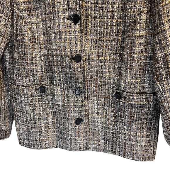 N Touch Tweed Button Front  Blazer Jacket Size 12 Brown Black Retro Academia - Picture 8 of 13